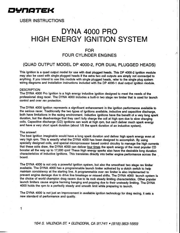 Mode d'emploi DYNATEK DP4000-2