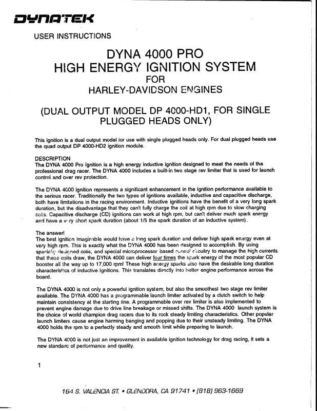 Mode d'emploi DYNATEK DP4000-HD1