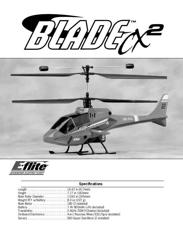 Mode d'emploi E-FLITE BLADE CX2