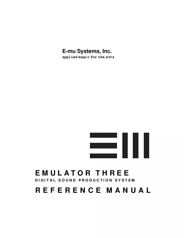 Mode d'emploi E-MU EMULATOR III