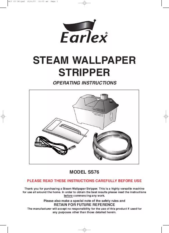 Mode d'emploi EARLEX STREAM WALLPAPER STRIPPER SS76