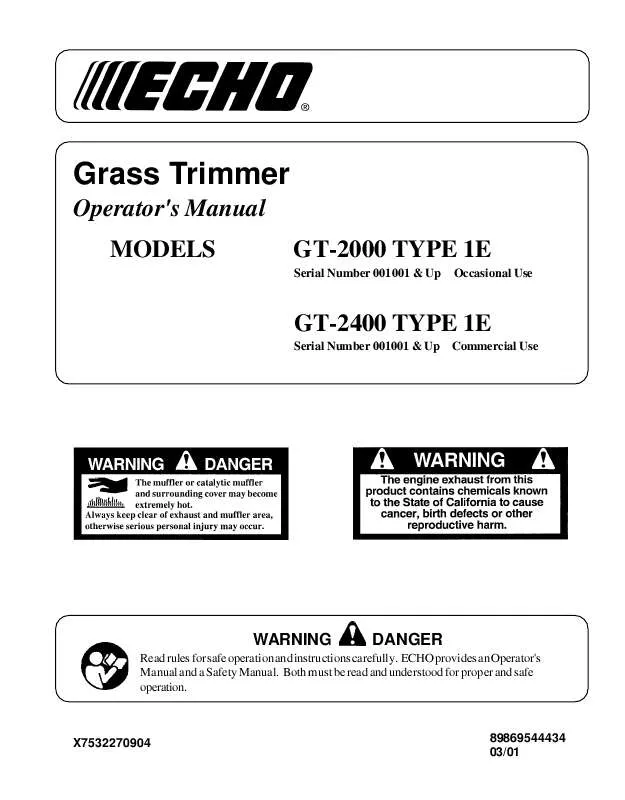 Mode d'emploi ECHO GT-2400 TYPE 1E