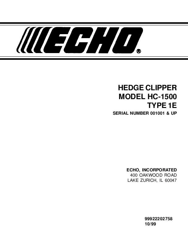 Mode d'emploi ECHO HC-1500 TYPE 1E