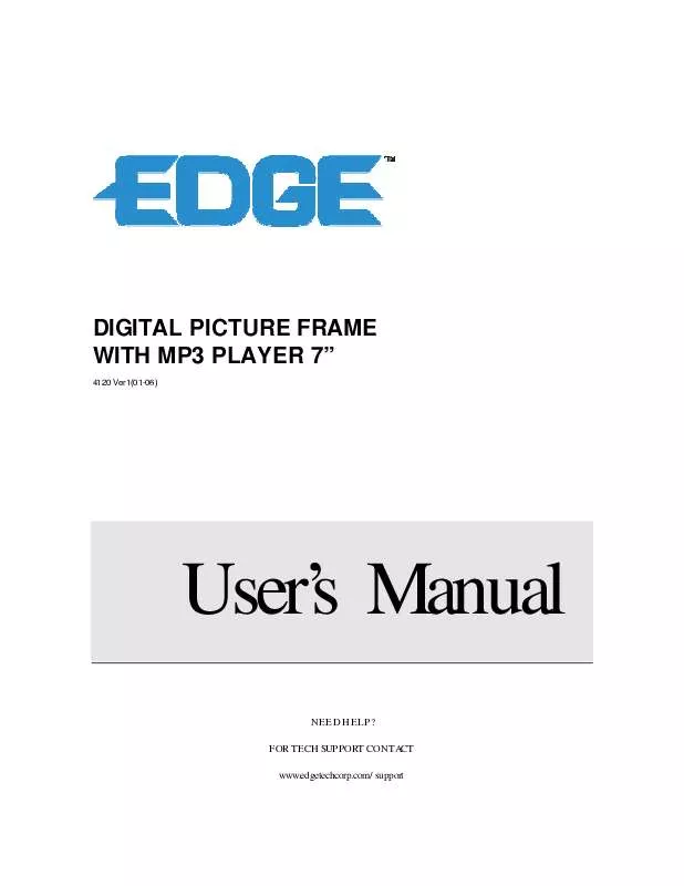 Mode d'emploi EDGE DIGITAL PICTURE FRAME WITH MP3 PLAYER 7
