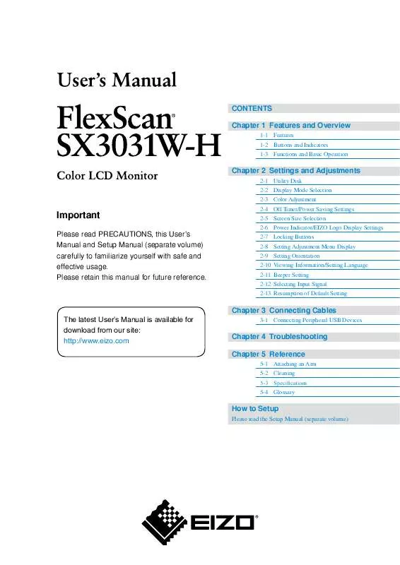 Mode d'emploi EIZO FLEXSCAN SX3031W