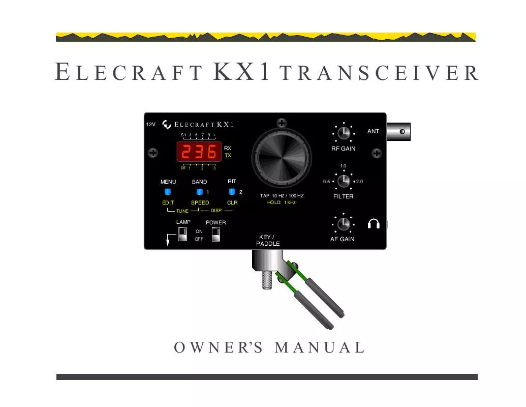 Mode d'emploi ELECRAFT KX1 TRANSCEIVER