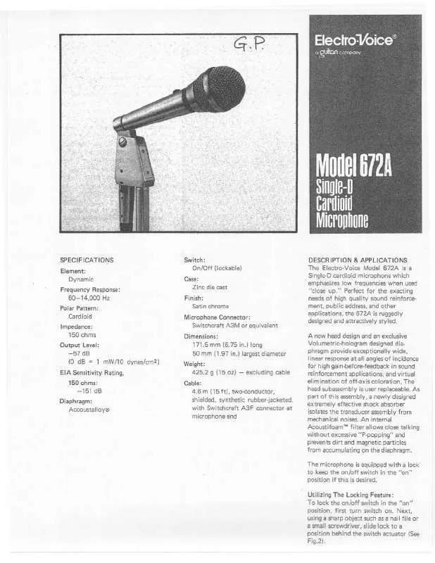 Mode d'emploi ELECTRO-VOICE 672A