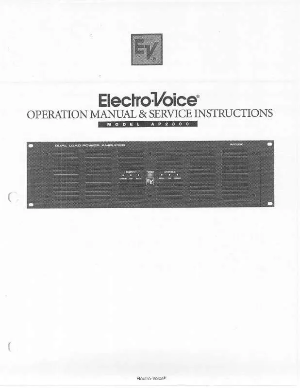 Mode d'emploi ELECTRO-VOICE AP2800