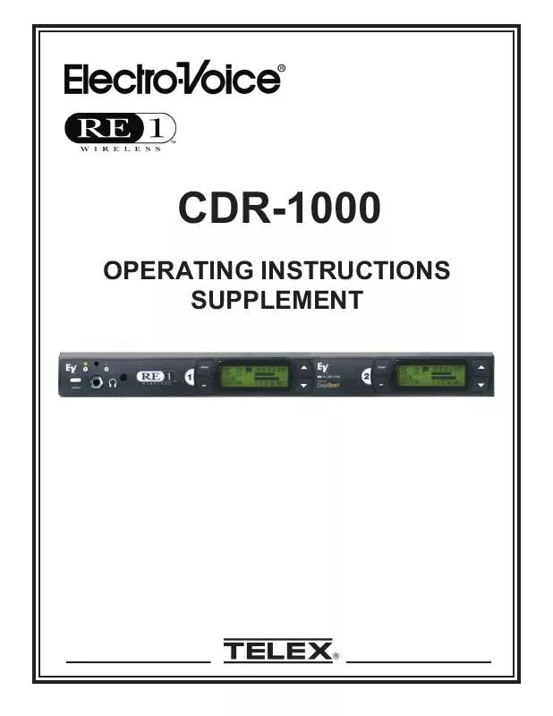 Mode d'emploi ELECTRO-VOICE CDR-1000