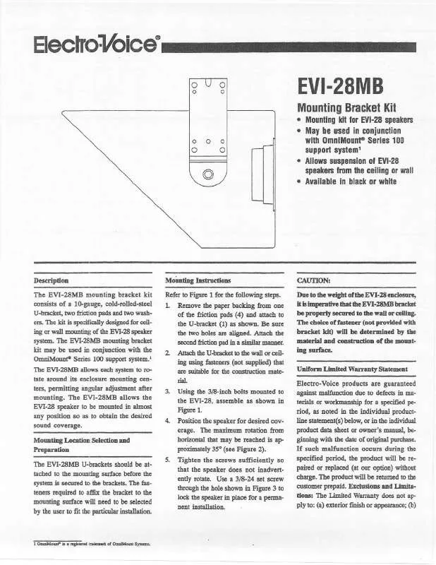 Mode d'emploi ELECTRO-VOICE EVI-28MB