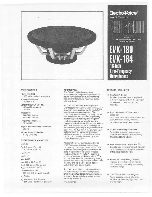 Mode d'emploi ELECTRO-VOICE EVX-184