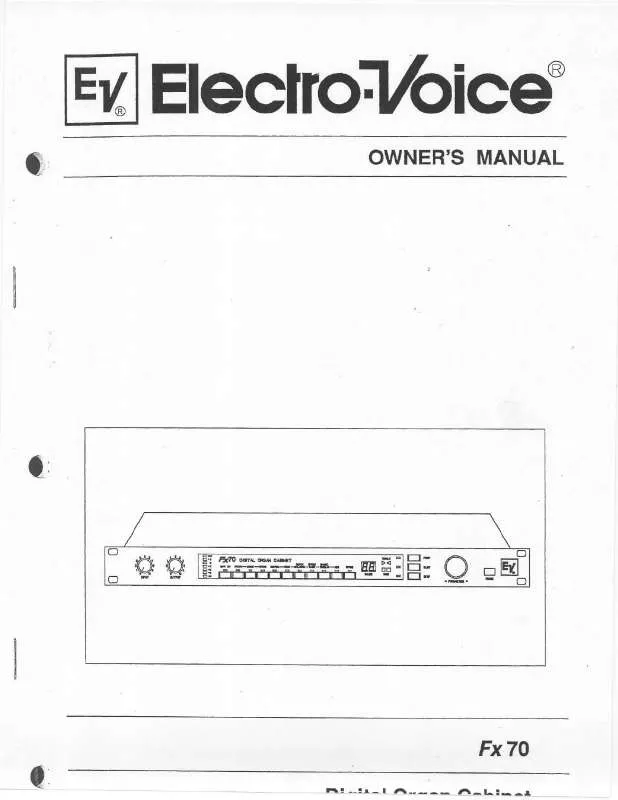 Mode d'emploi ELECTRO-VOICE FX70
