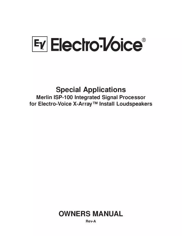 Mode d'emploi ELECTRO-VOICE ISP-100