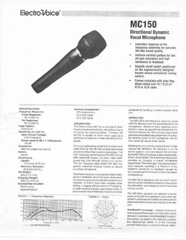 Mode d'emploi ELECTRO-VOICE MC150
