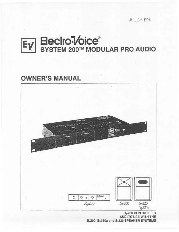 Mode d'emploi ELECTRO-VOICE SYSTEM XP200