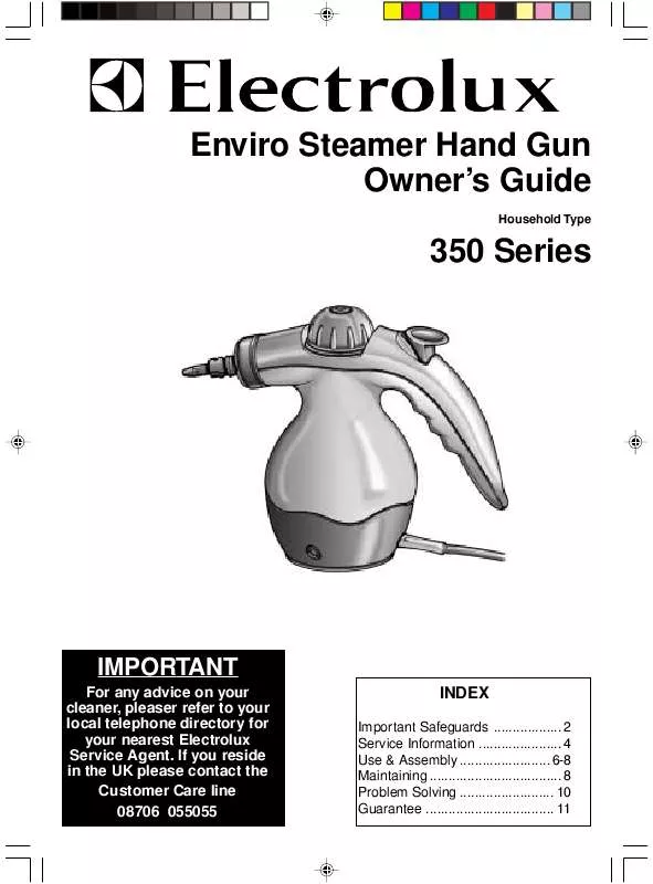 Mode d'emploi ELECTROLUX 350 STEAMER HAND GUN