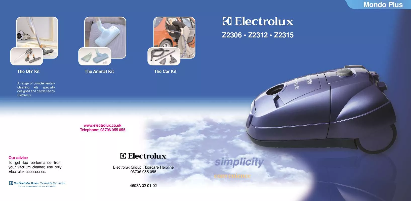 Mode d'emploi ELECTROLUX Z2306