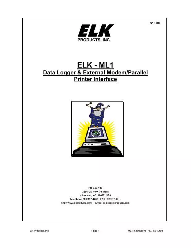 Mode d'emploi ELK PRODUCTS ELK-ML1