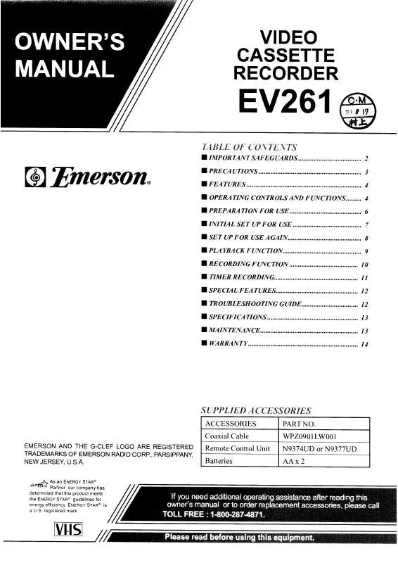 Mode d'emploi EMERSON EV261