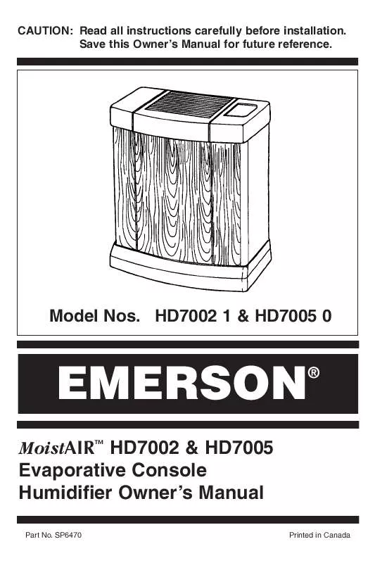 Mode d'emploi EMERSON HD7002-1