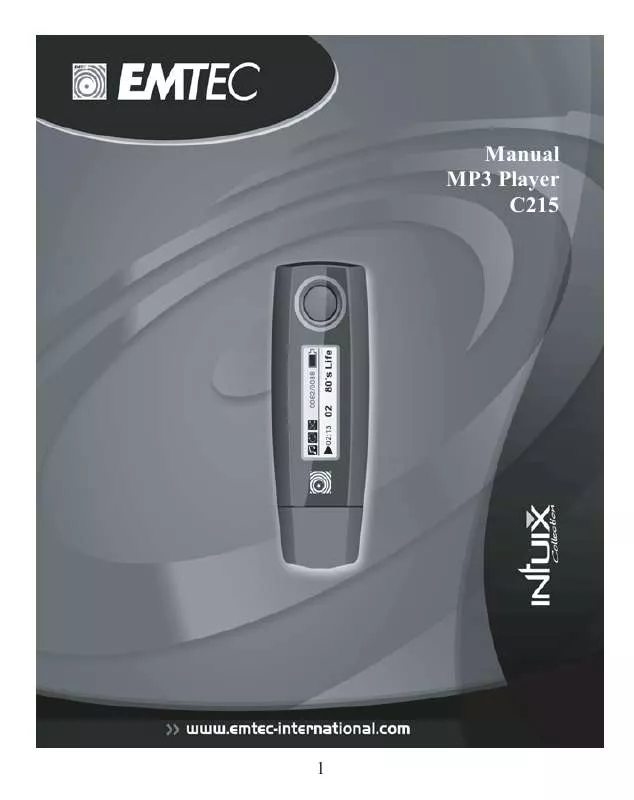 Mode d'emploi EMTEC MP3 PLAYER C215