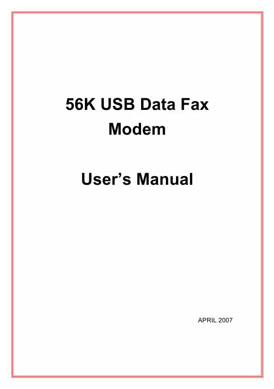 Mode d'emploi ENCORE 56K USB DATA FAX MODEM