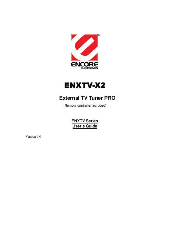 Mode d'emploi ENCORE ENXTV-X2 EXTERNAL TV TUNER PRO