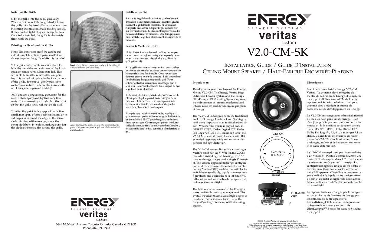 Mode d'emploi ENERGY SPEAKER SYSTEMS V20-CM-SK