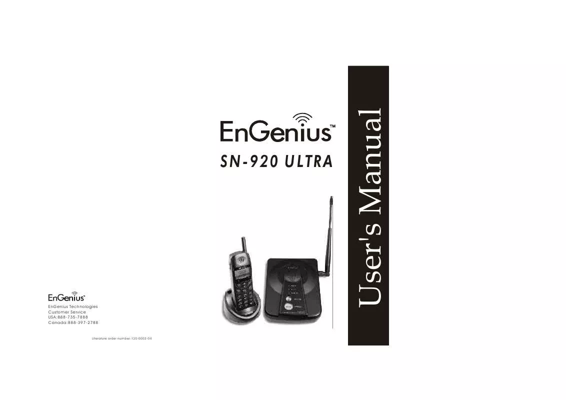 Mode d'emploi ENGENIUS SN-920