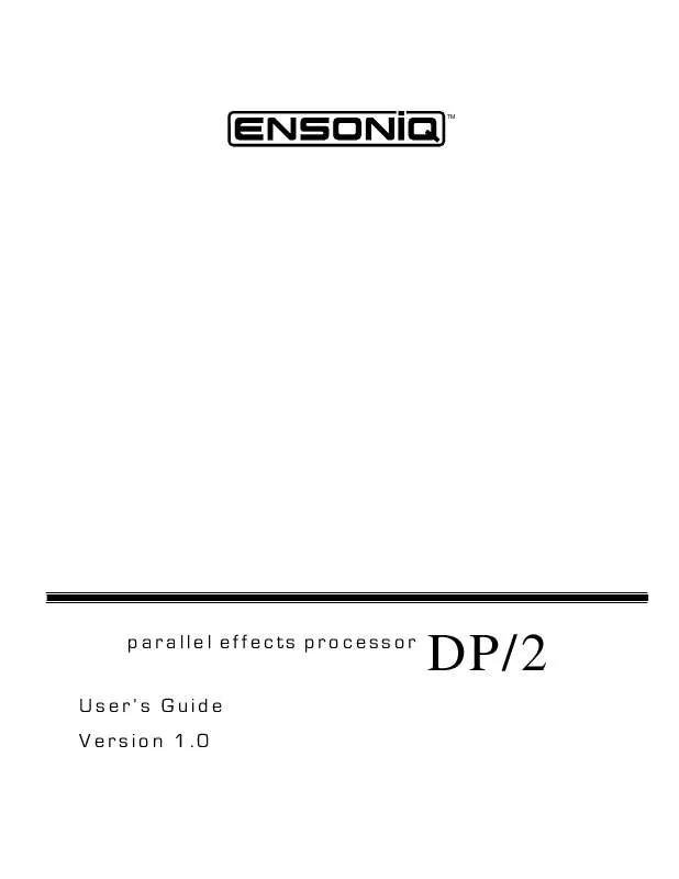 Mode d'emploi ENSONIQ DP-2