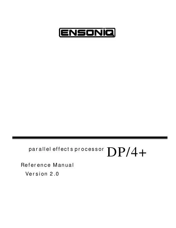 Mode d'emploi ENSONIQ DP-4 PLUS