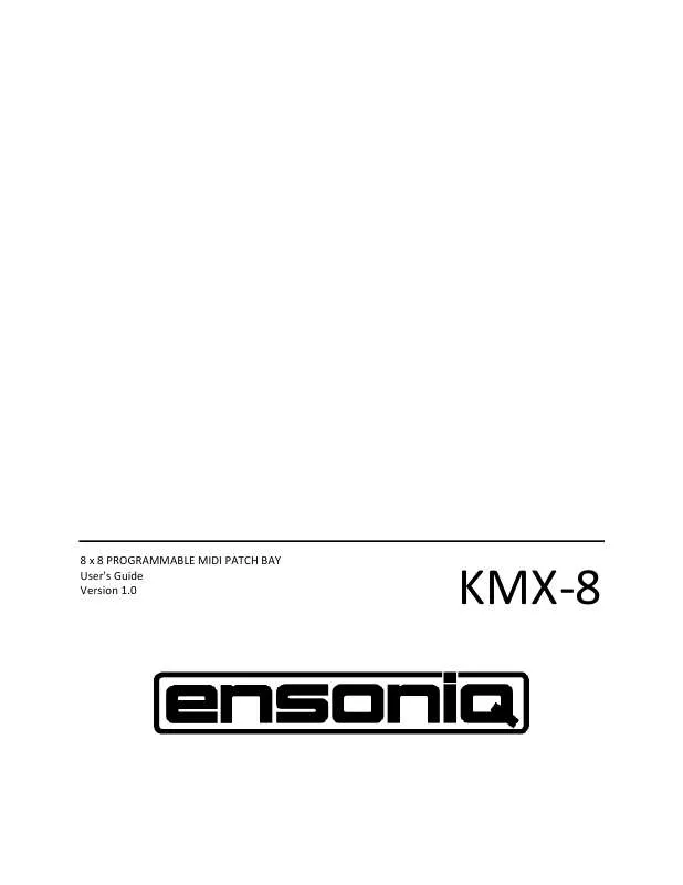 Mode d'emploi ENSONIQ KMX-8