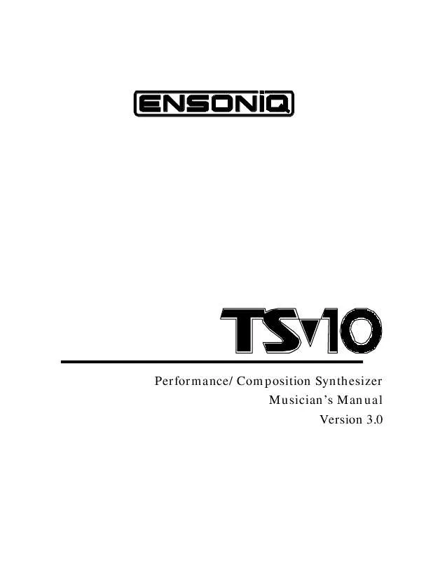 Mode d'emploi ENSONIQ TS-10