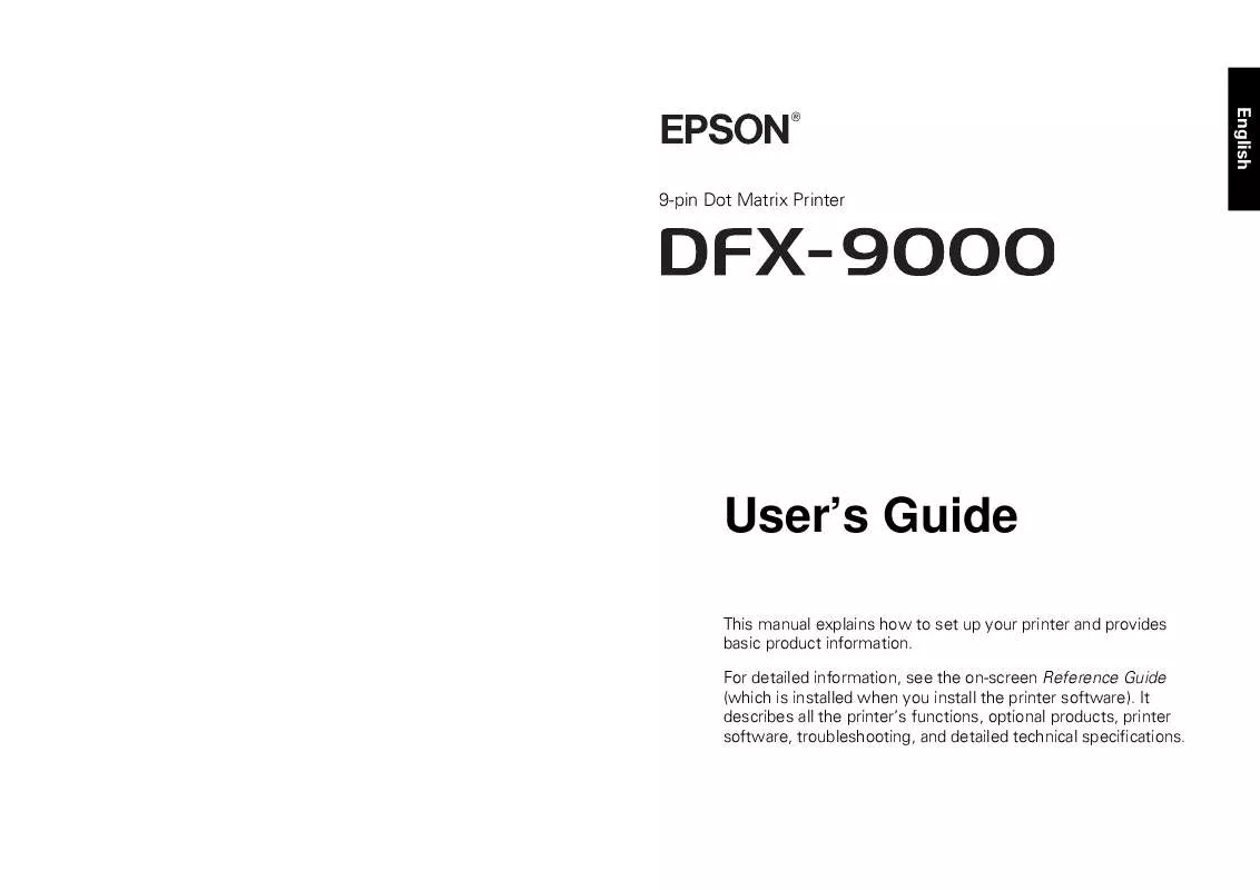 Mode d'emploi EPSON DFX-9000