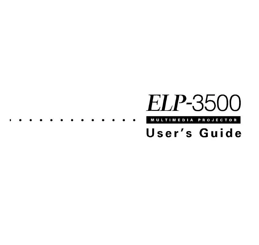 Mode d'emploi EPSON ELP-3500