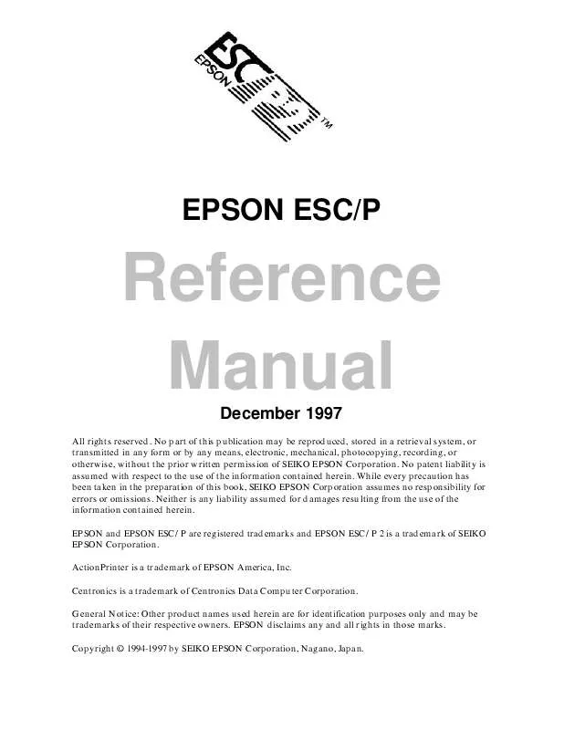 Mode d'emploi EPSON ESC-P