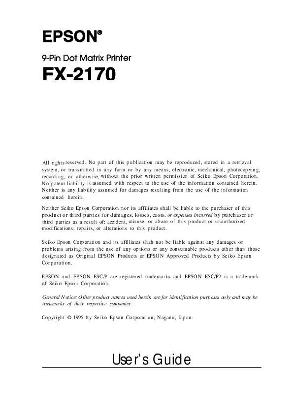 Mode d'emploi EPSON FX-2170