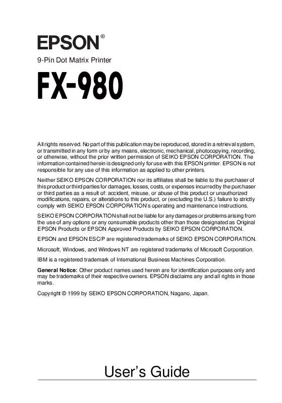Mode d'emploi EPSON FX-980