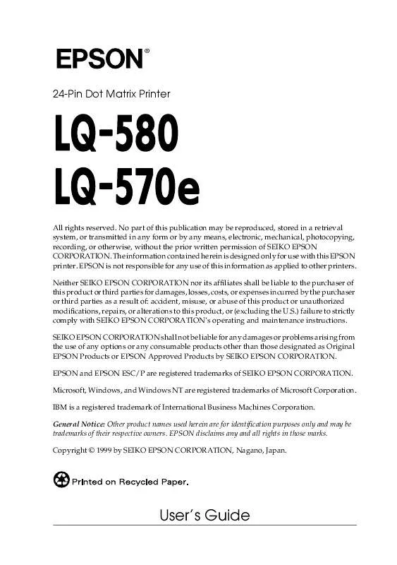 Mode d'emploi EPSON LQ-570E