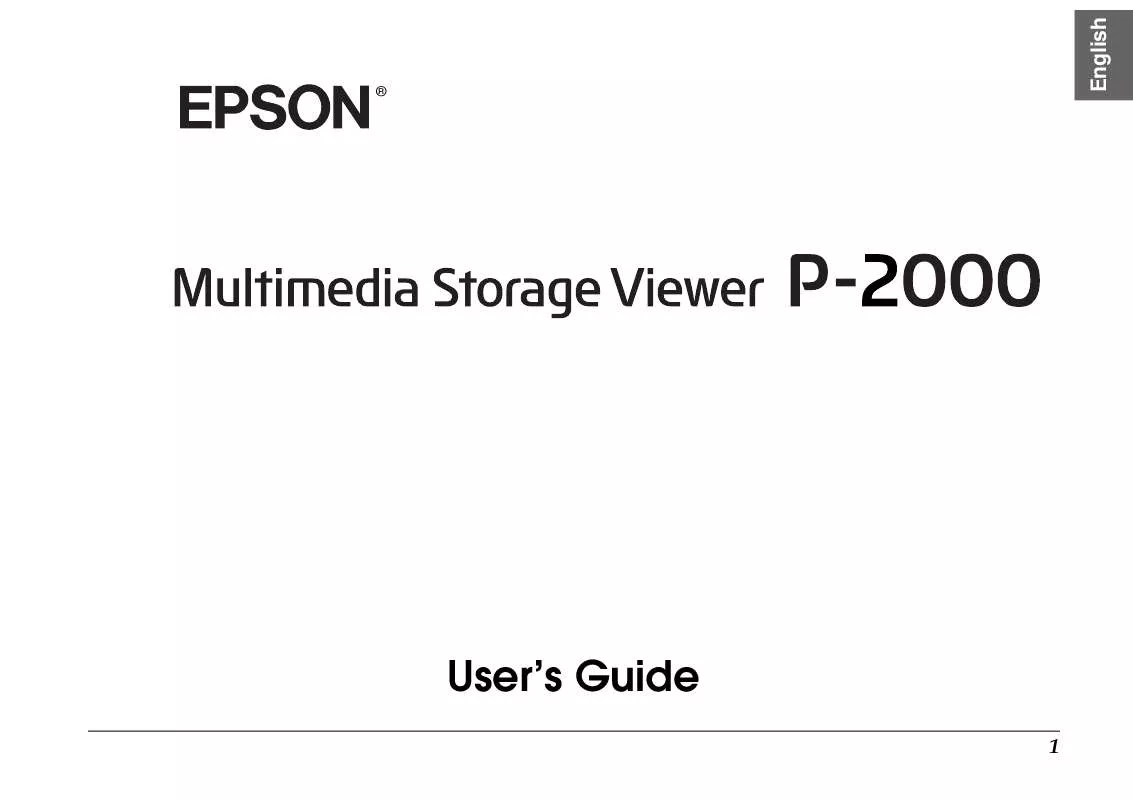 Mode d'emploi EPSON MULTIMEDIA STORAGE VIEWER P-2000