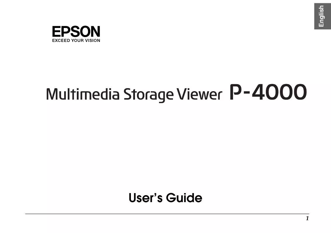 Mode d'emploi EPSON MULTIMEDIA STORAGE VIEWER P-4000