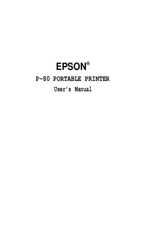 Mode d'emploi EPSON P-80