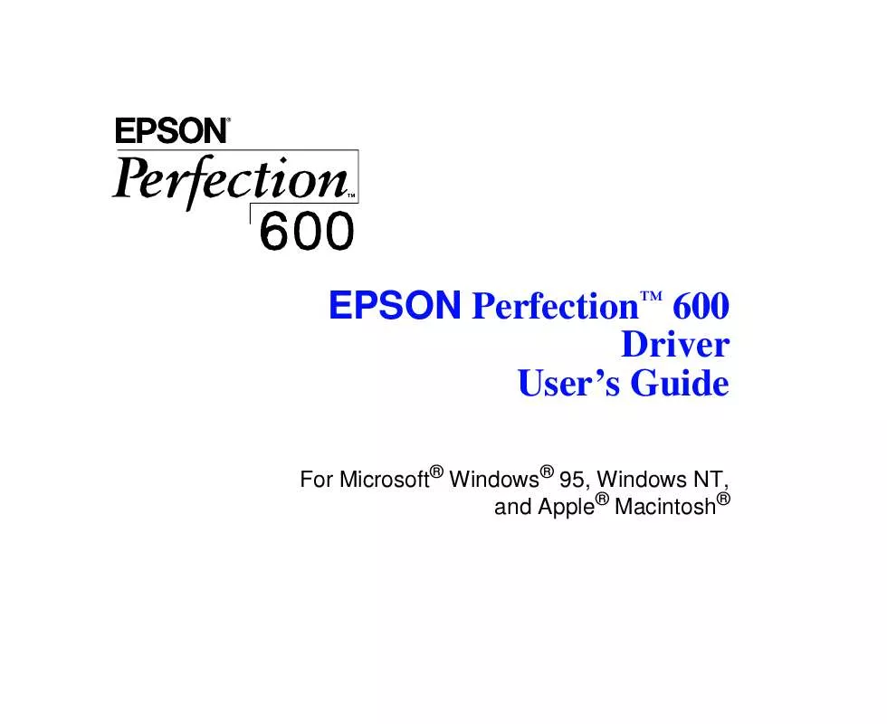 Mode d'emploi EPSON PERFECTION 600