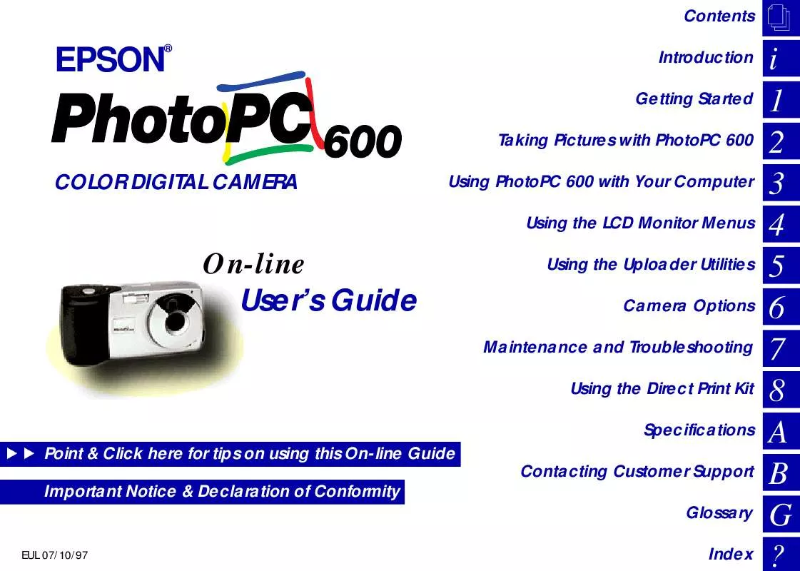 Mode d'emploi EPSON PHOTO PC 600