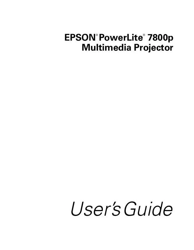 Mode d'emploi EPSON POWERLITE 7800P