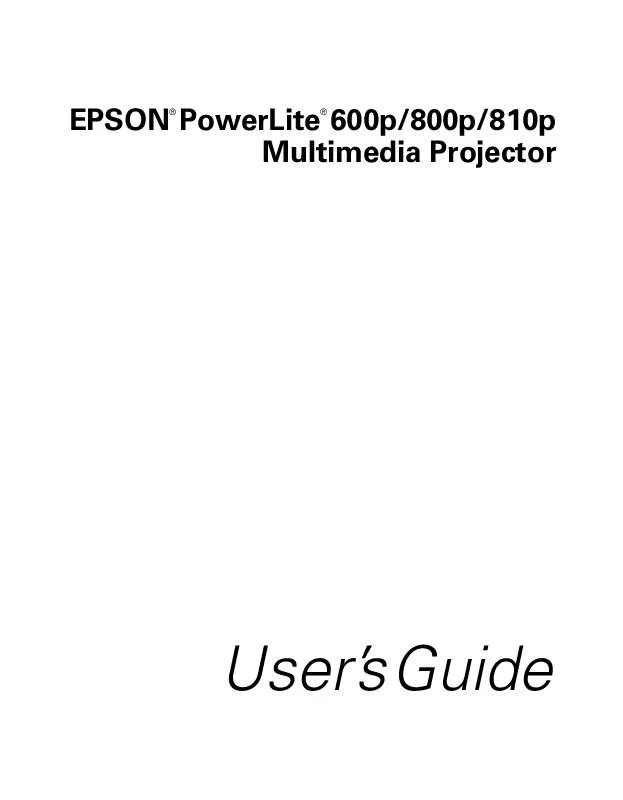 Mode d'emploi EPSON POWERLITE 800P