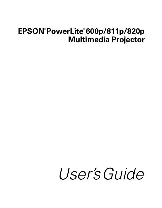 Mode d'emploi EPSON POWERLITE 811P