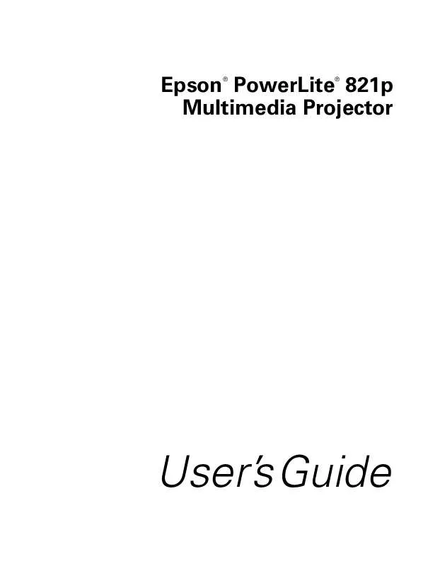 Mode d'emploi EPSON POWERLITE 821P
