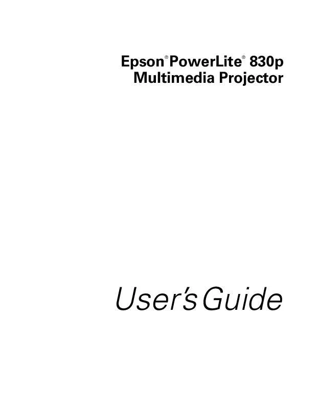 Mode d'emploi EPSON POWERLITE 830P