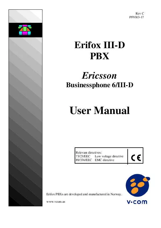 Mode d'emploi ERICSSON ERIFOX III-D